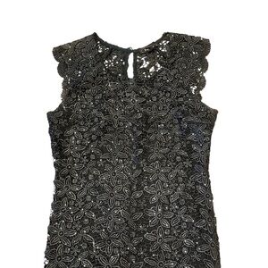 Soiéblu Women’s Black Floral Lace Sleeveless Black Blouse Small Party Top.